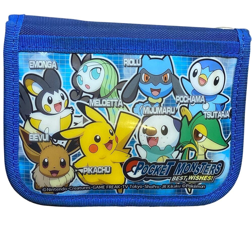 Pokemon Pocket Monsters Best Wishes Trifold Wallet Blue Canvas Card Holder